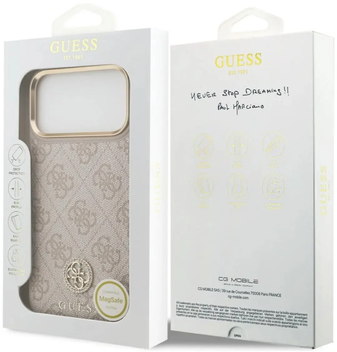 GUESS 4G Case Strass Logo MagSafe iPhone 17 Pro Max - Zwart