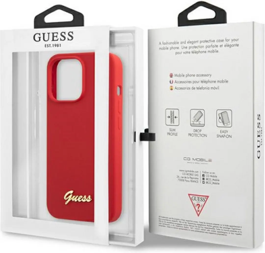 Guess Silicone Retro Back Case Rood - iPhone 13 Pro Max - afbeelding 4 van 6