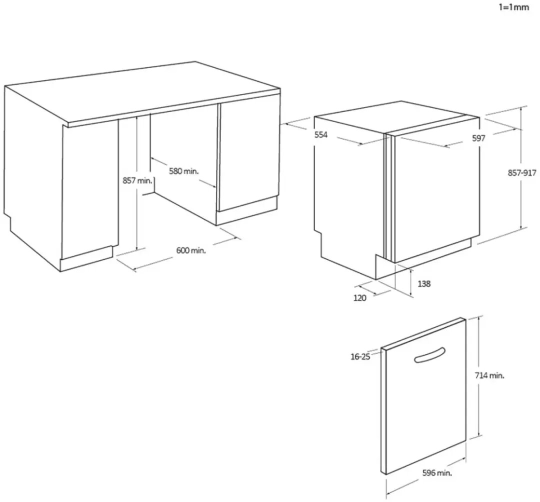 Haier XIT 6C3TB3B Inbouwvaatwasser 16 Couverts - 9 Programma's