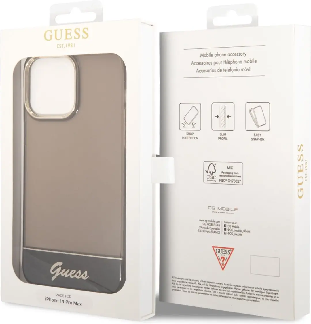 GUESS Translucent Hoes iPhone 14 Pro Max - Zwart