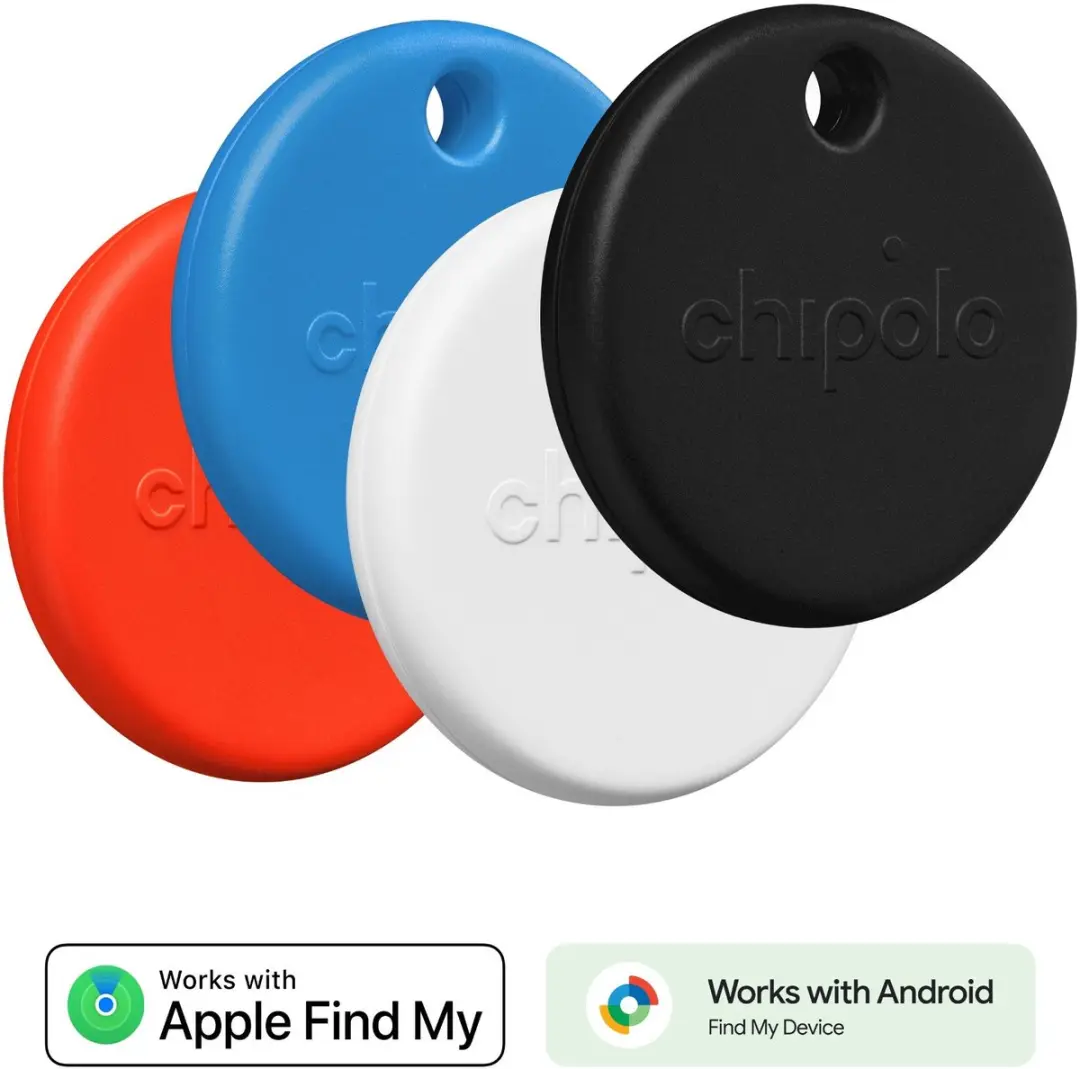 Chipolo POP Bluetooth Tracker 4 Pack - 120dB - Zwart/Wit/Rood/Blauw