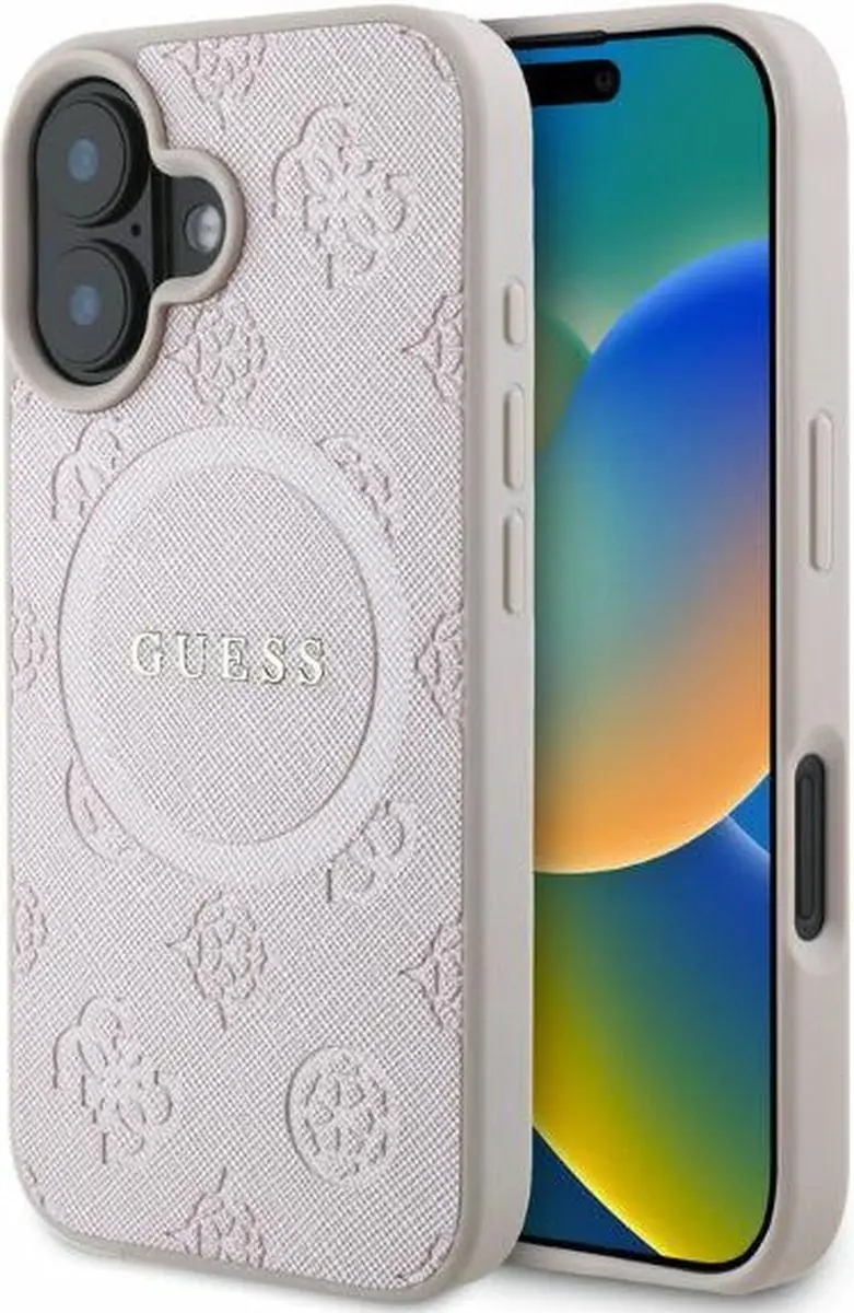 GUESS iPhone 16 Hardcase Saffiano Peony MagSafe