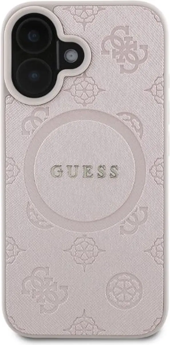 GUESS iPhone 16 Hardcase Saffiano Peony MagSafe - Roze