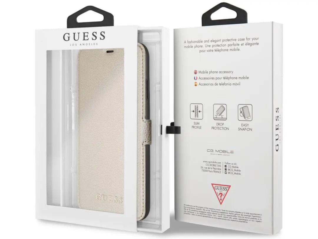 GUESS iPhone 11 Pro Max Bookcase Hoesje - Effen Goud - 3 Pasjes