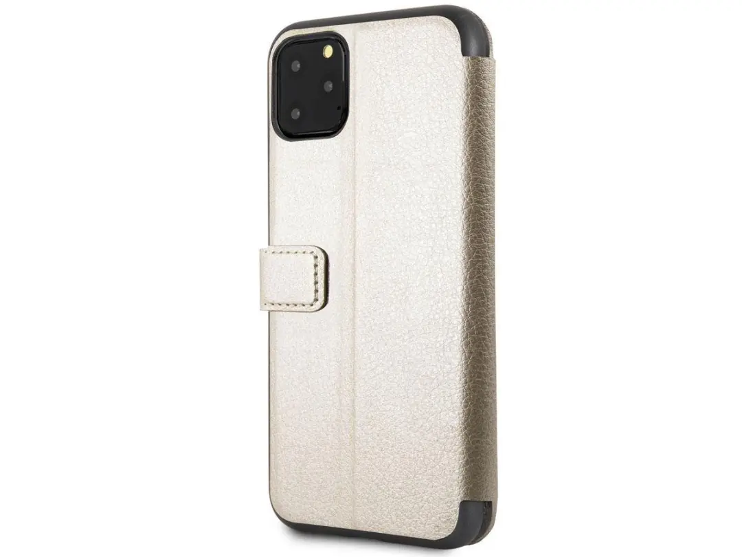 GUESS iPhone 11 Pro Max Bookcase Hoesje - Effen Goud - 3 Pasjes