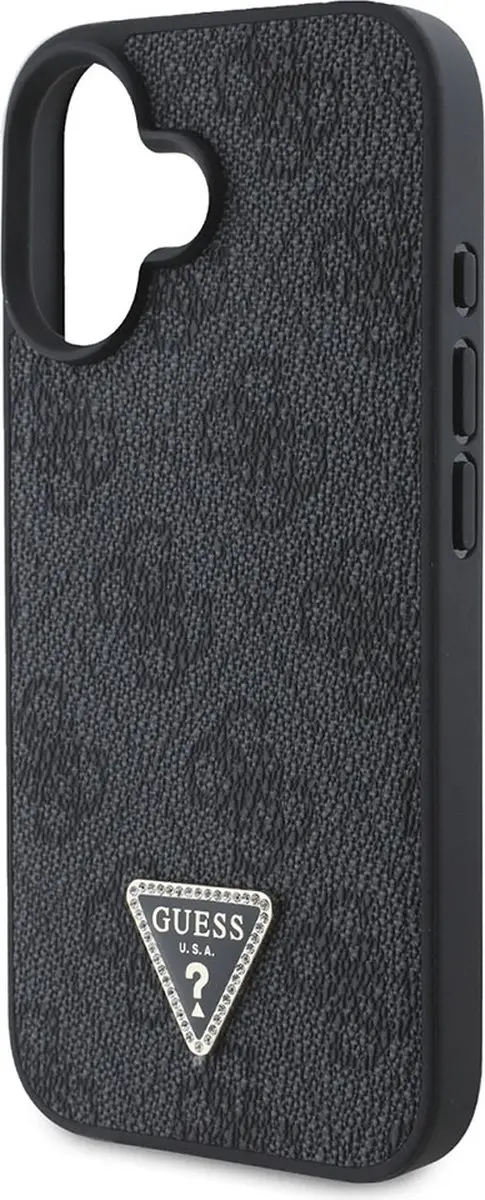 GUESS iPhone 16 Strass Triangle Metallic Hoesje - Zwart - afbeelding 6 van 6