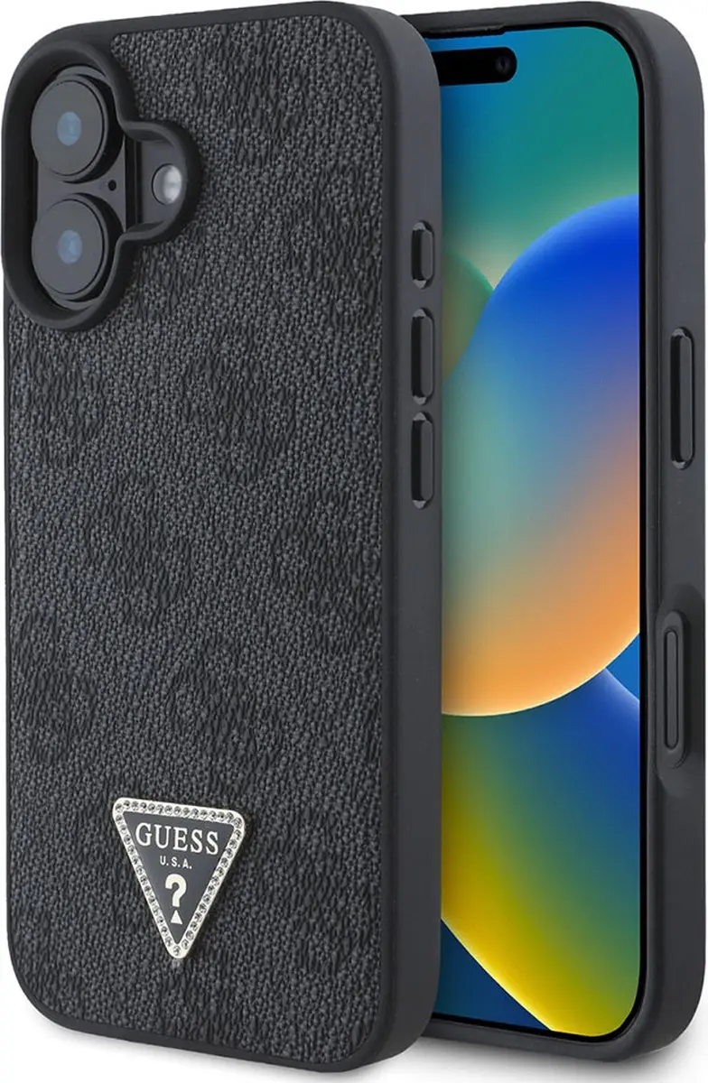 GUESS iPhone 16 Strass Triangle Metallic Hoesje