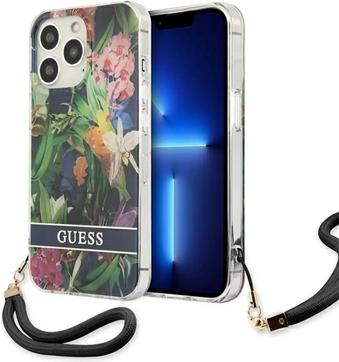 GUESS GUHCP13XHFLSB iPhone 13 Pro Max Hardcase - Blauw Bloemenband - afbeelding 6 van 6