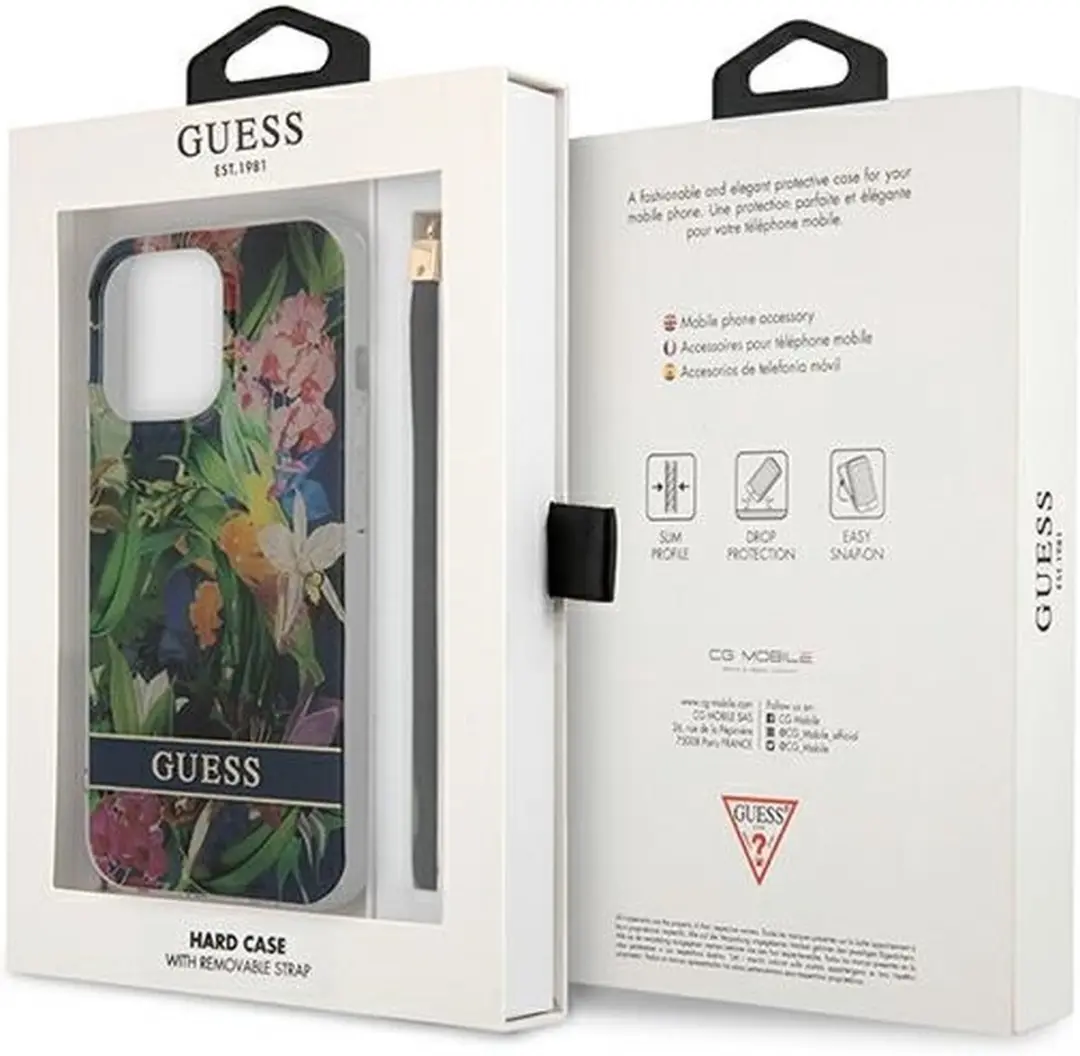 GUESS GUHCP13XHFLSB iPhone 13 Pro Max Hardcase - Blauw Bloemenband