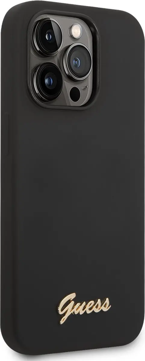 GUESS Silicone Retro Back Case - iPhone 14 Pro - Zwart