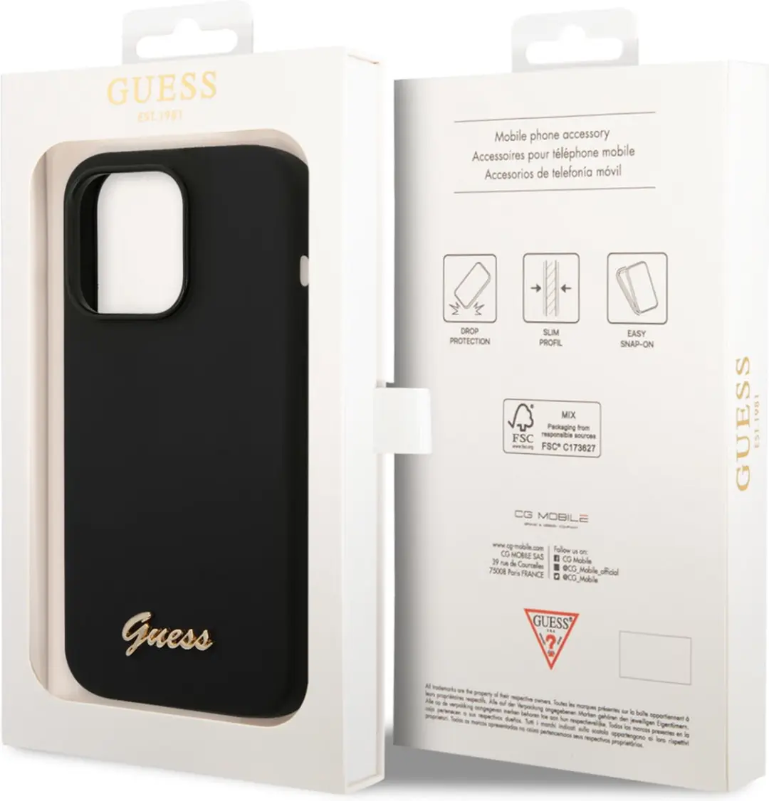 GUESS Silicone Retro Back Case - iPhone 14 Pro - Zwart