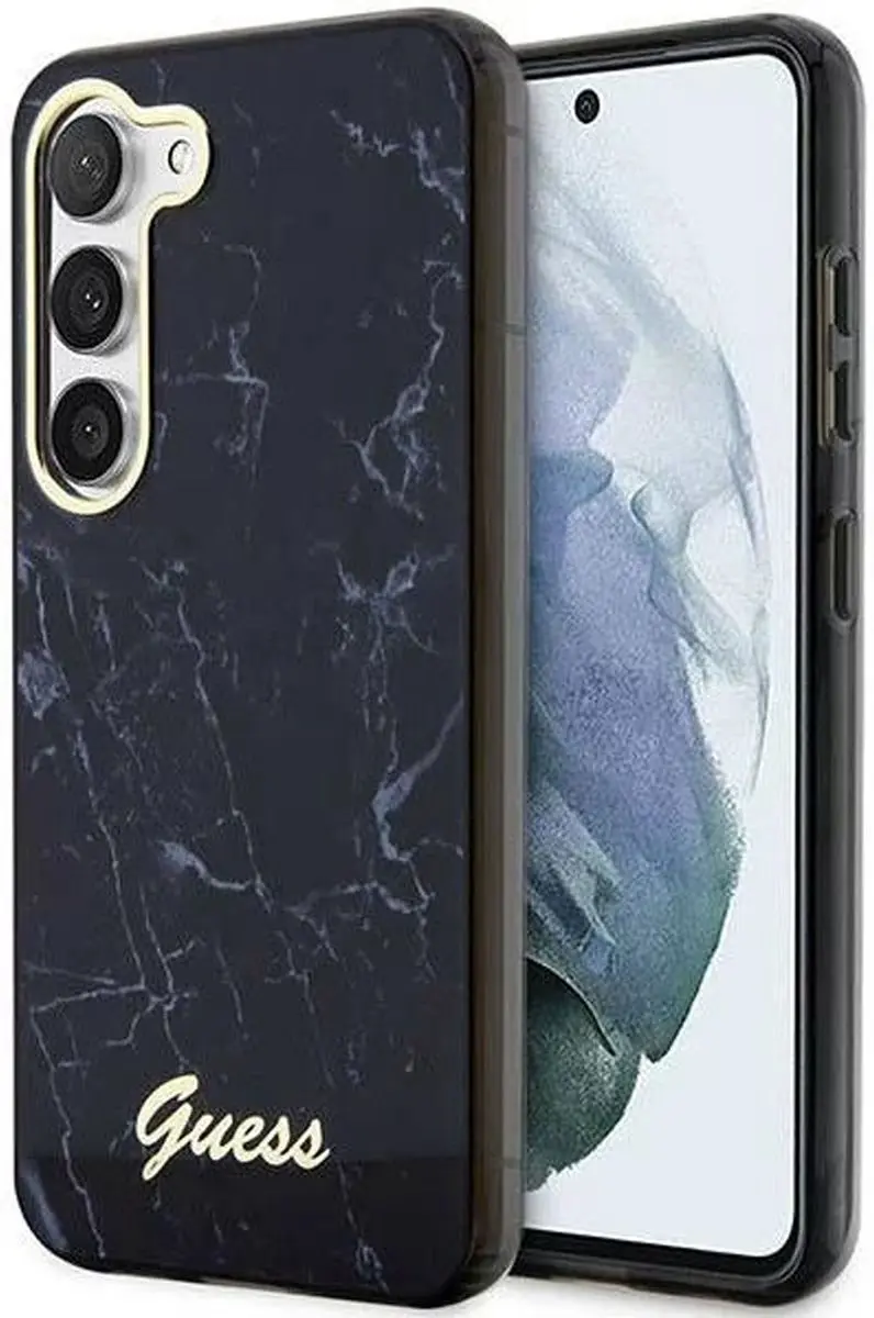 Guess Samsung Galaxy S23 Plus Hoesje - Marmer Zwart