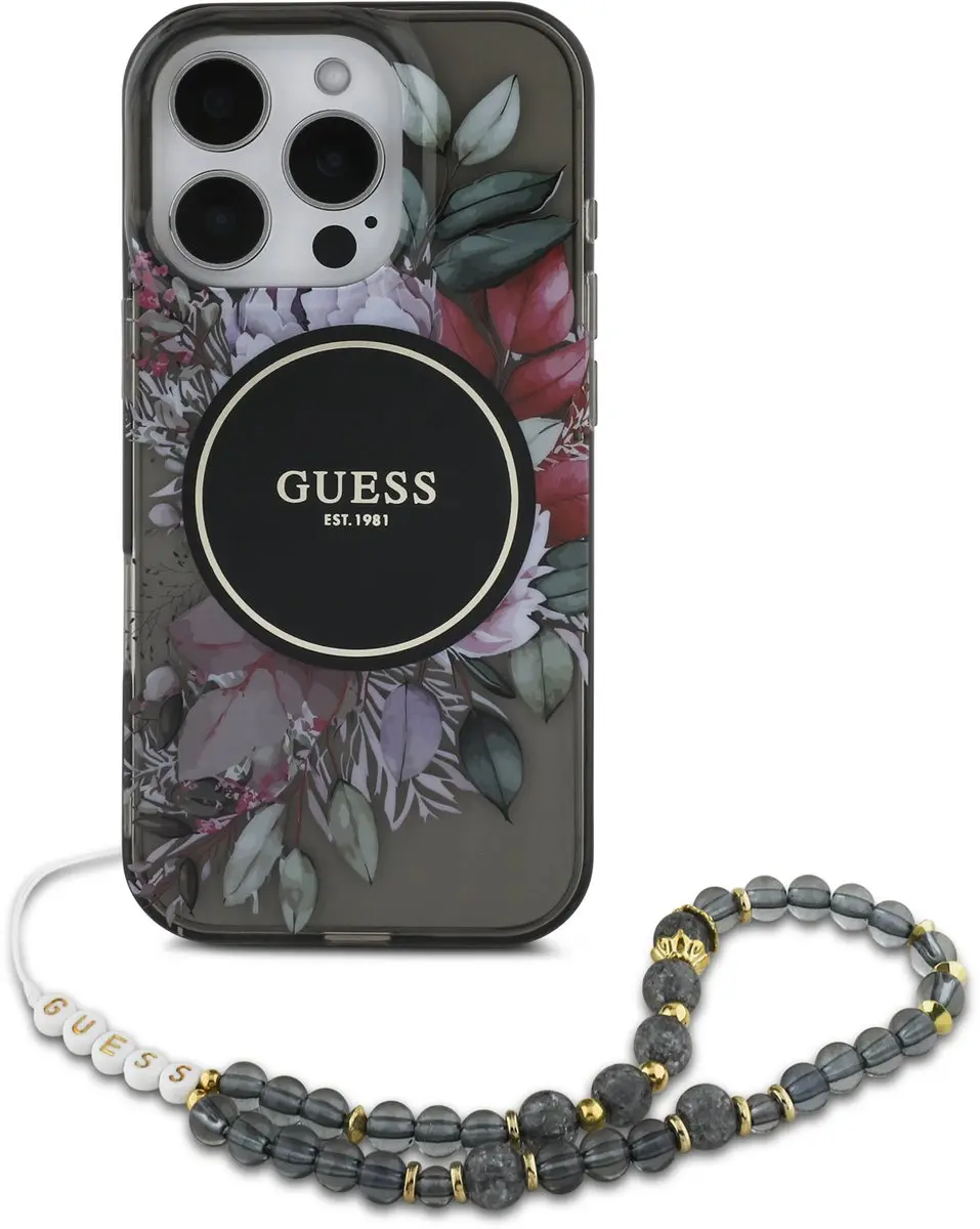 Guess IML Flowers Case MagSafe iPhone 16 Pro Max