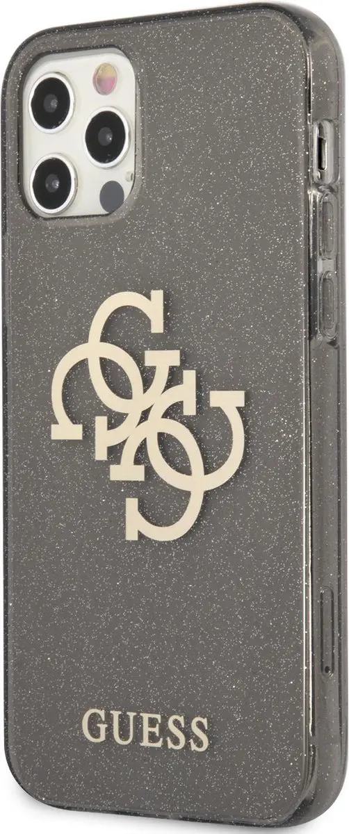 GUESS Hardcase TPU Glitter iPhone 12/12 Pro - Zwart/Transparant