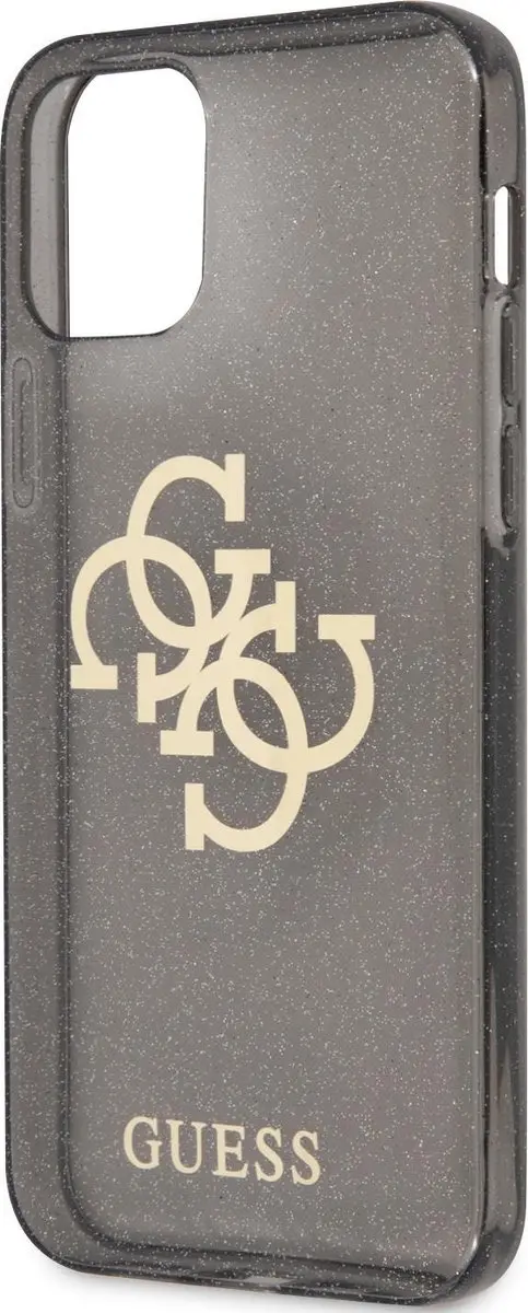 GUESS Hardcase TPU Glitter iPhone 12/12 Pro - Zwart/Transparant