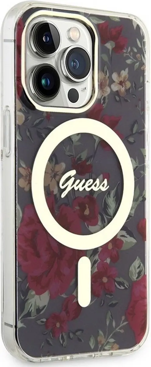 GUESS Flower Back Case MagSafe iPhone 14 Pro Max - Khaki