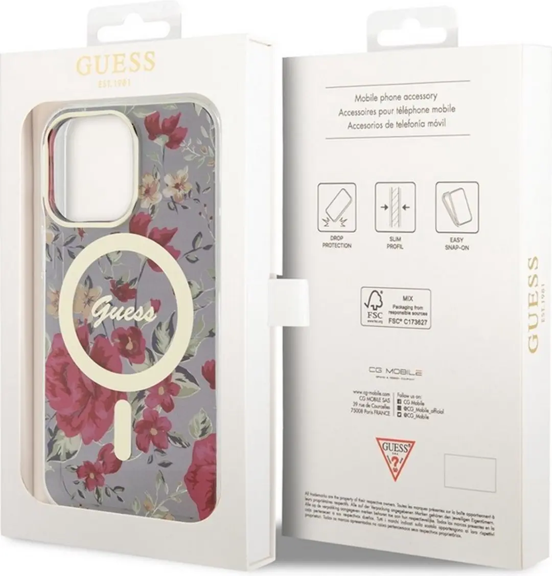 GUESS Flower Back Case MagSafe iPhone 14 Pro Max - Khaki