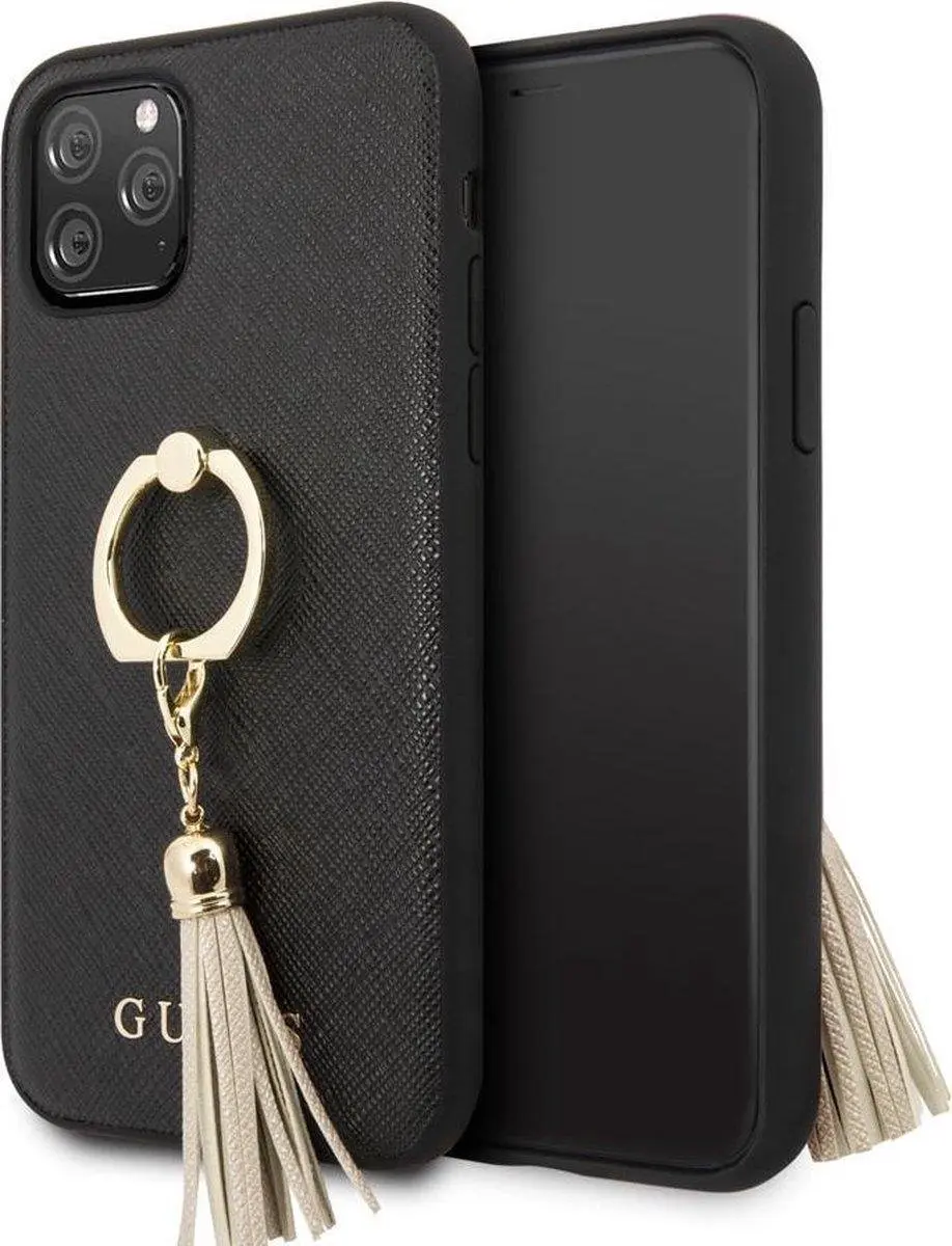 Guess Saffiano iPhone 12 Pro Max Hoesje - Zwart