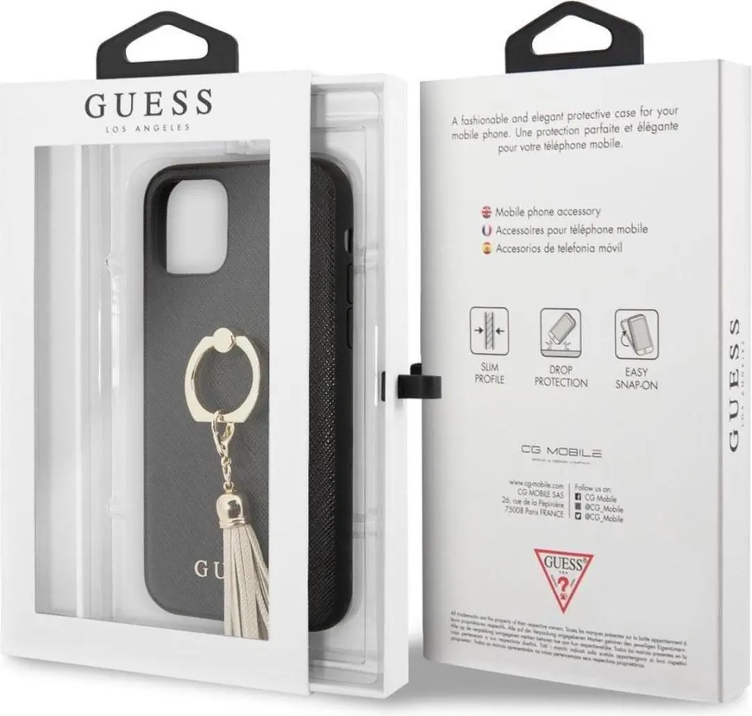 Guess Saffiano iPhone 12 Pro Max Hoesje - Zwart