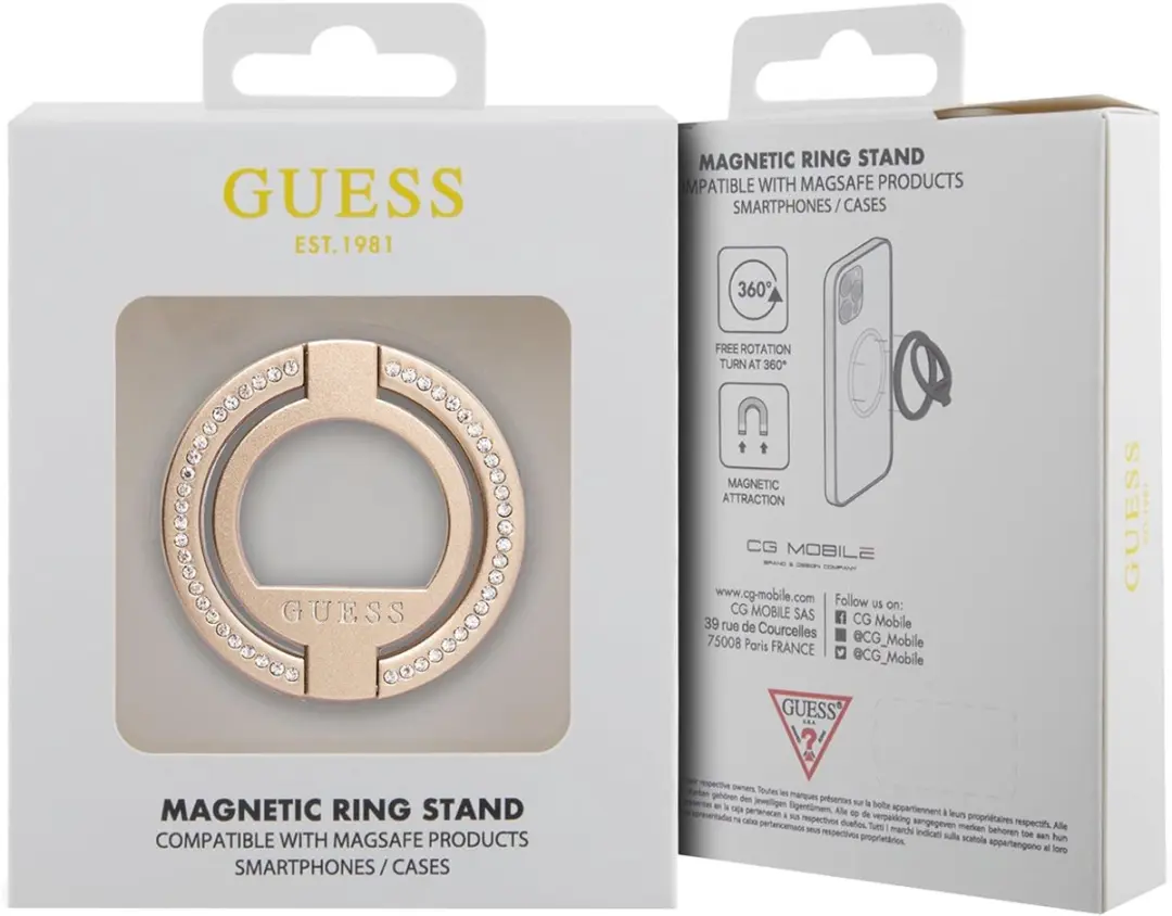 GUESS Magnetic Ring Stand 3666339170370 - MagSafe Houder - Goud