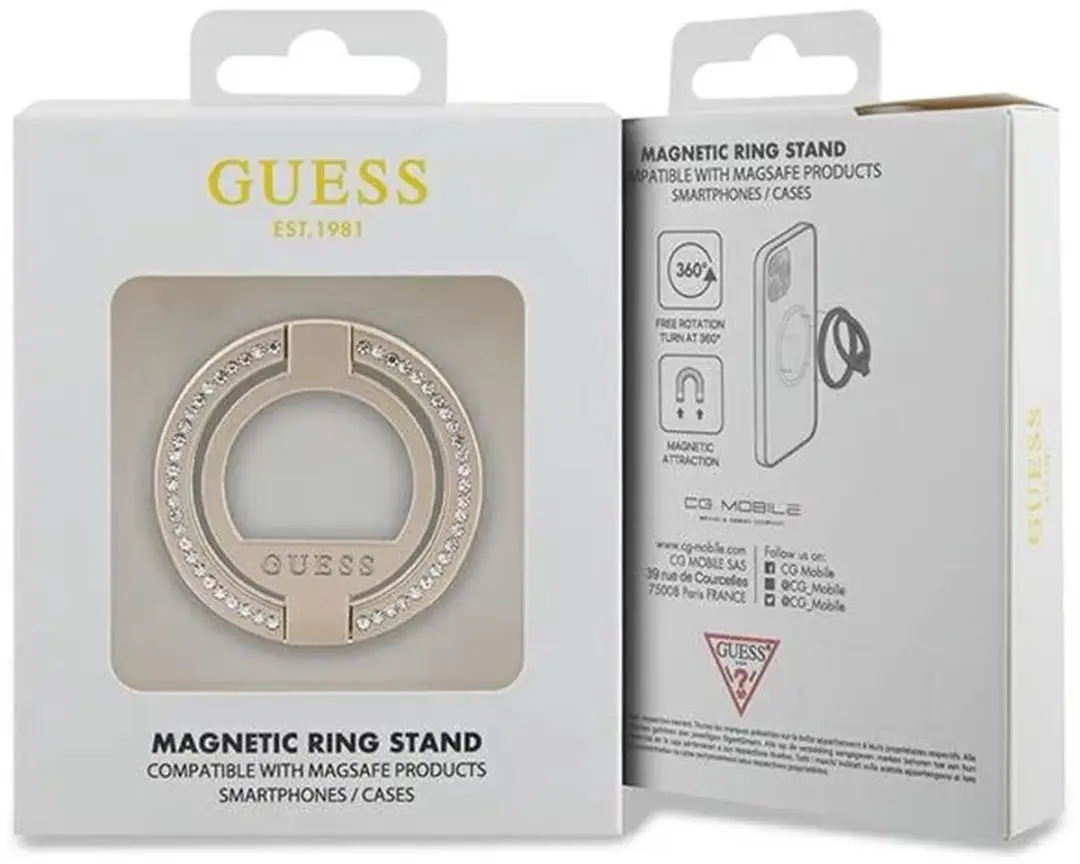 GUESS Magnetic Ring Stand 3666339170370 - MagSafe Houder - Goud
