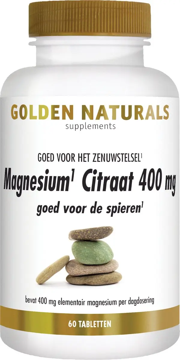 Golden Naturals Magnesiumcitraat 400mg 60 Vegan Tabletten