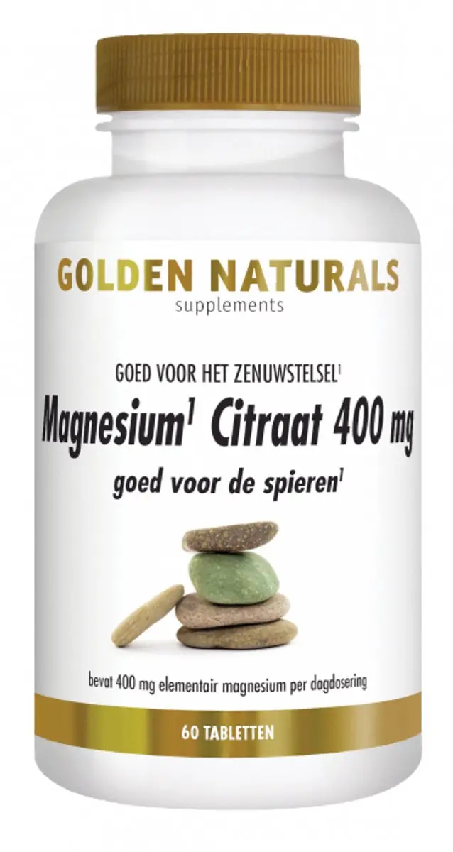 Golden Naturals Magnesiumcitraat 400mg 60 Vegan Tabletten