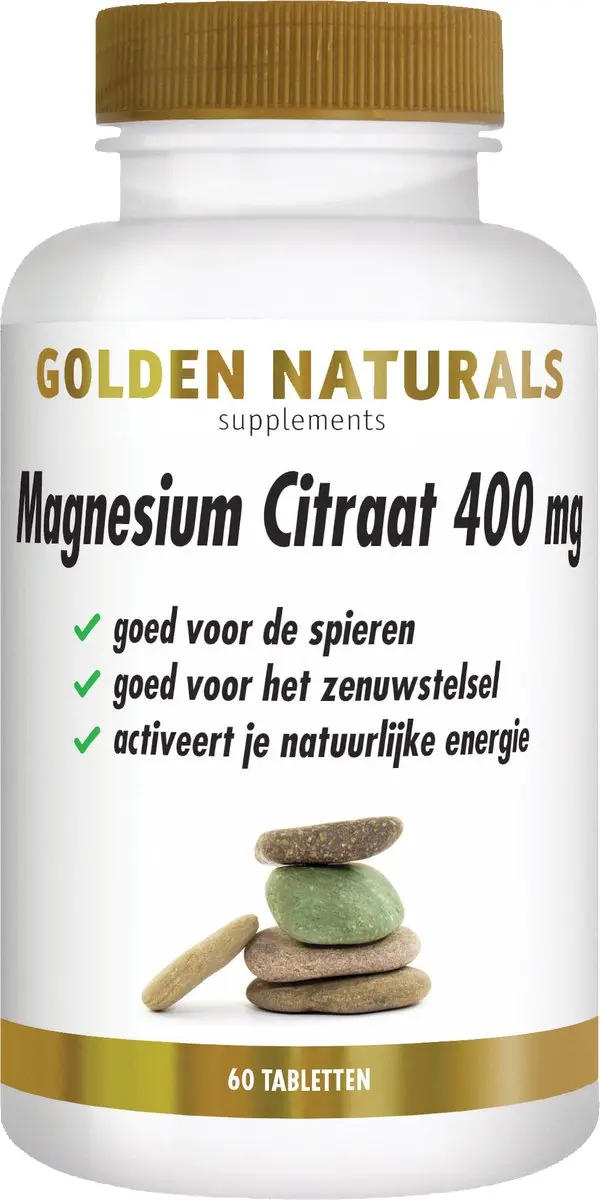 Golden Naturals Magnesiumcitraat 400mg 60 Vegan Tabletten