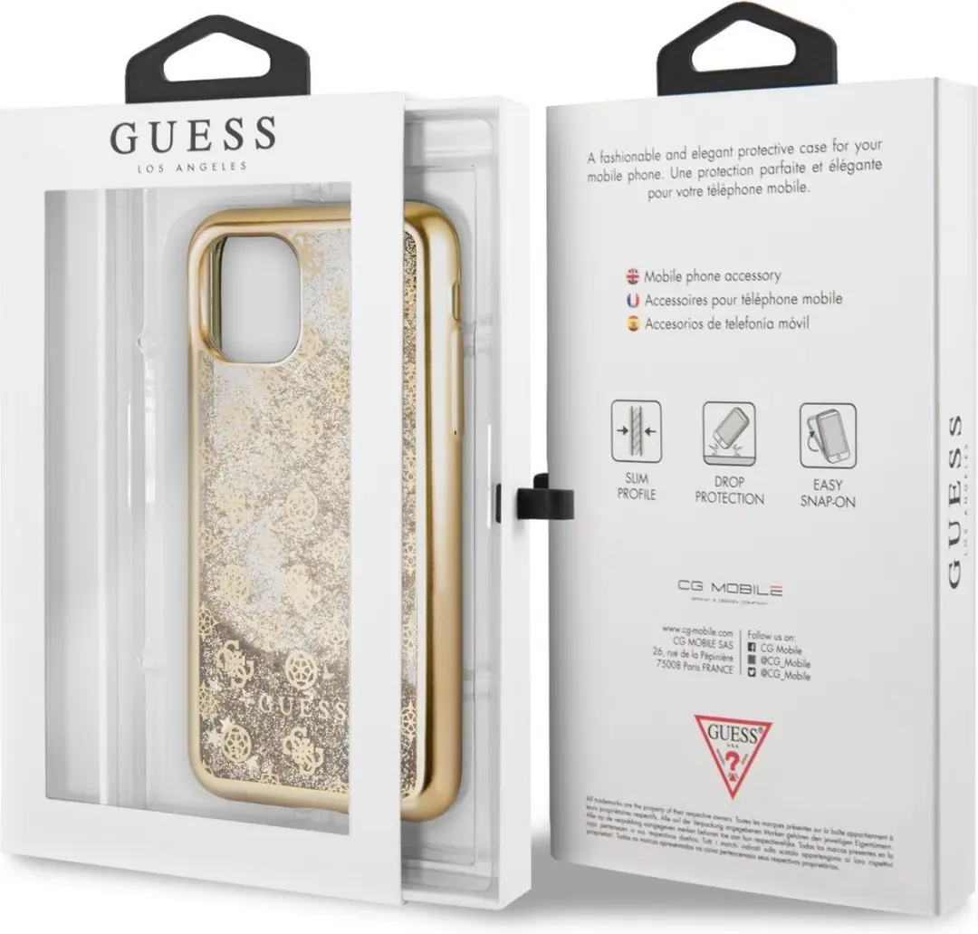 GUESS iPhone 11 Pro TPU Kunstleer Hoesje S212-2 - Goud