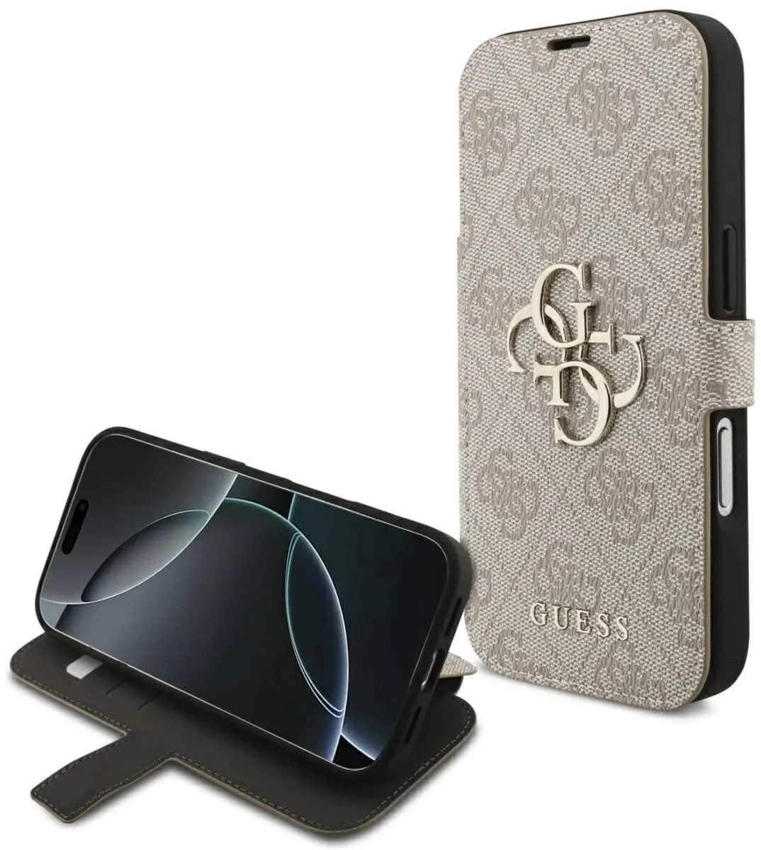 GUESS 4G Big Metal Logo Book Wallet Case - iPhone 17 Pro - Roze