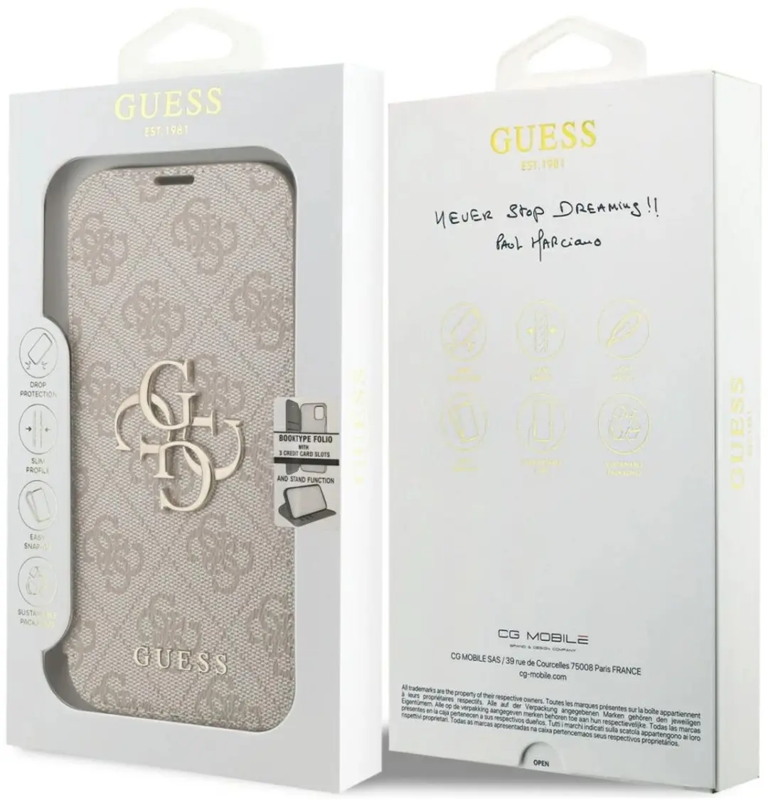 GUESS 4G Big Metal Logo Book Wallet Case - iPhone 17 Pro - Roze - afbeelding 6 van 6