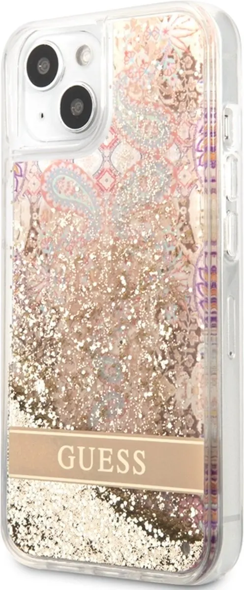 GUESS Paisley Liquid Glitter Back Case - iPhone 14 Plus - Goud