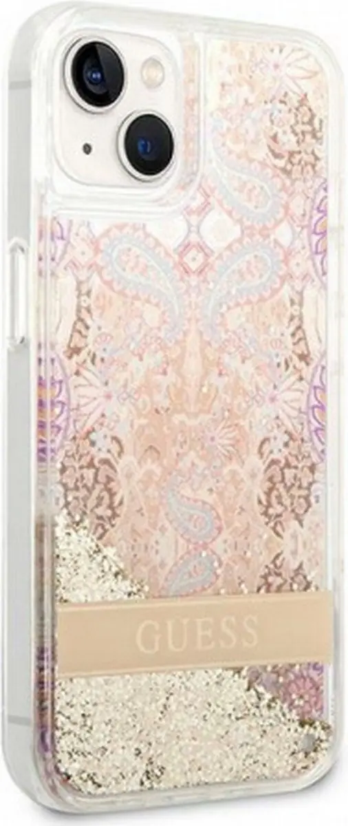GUESS Paisley Liquid Glitter Back Case - iPhone 14 Plus - Goud