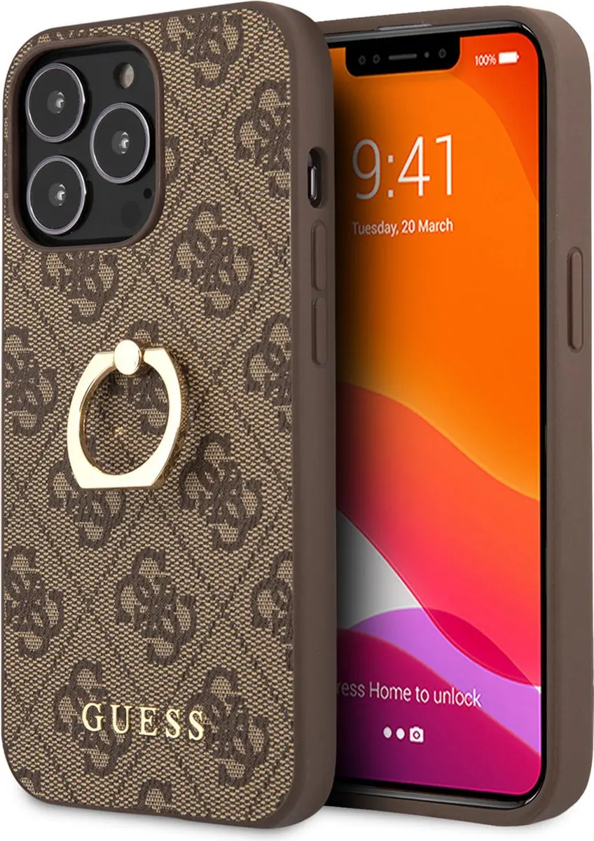 GUESS Pu Leather Back Cover iPhone 13 Pro - Bruin