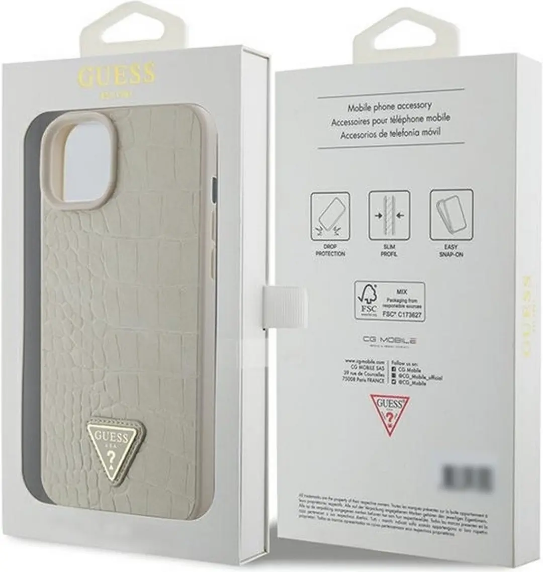 GUESS Crocodile Triangle Back Case - iPhone 15 - Goud