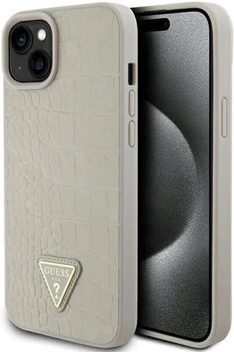 GUESS Crocodile Triangle Back Case - iPhone 15 - Goud