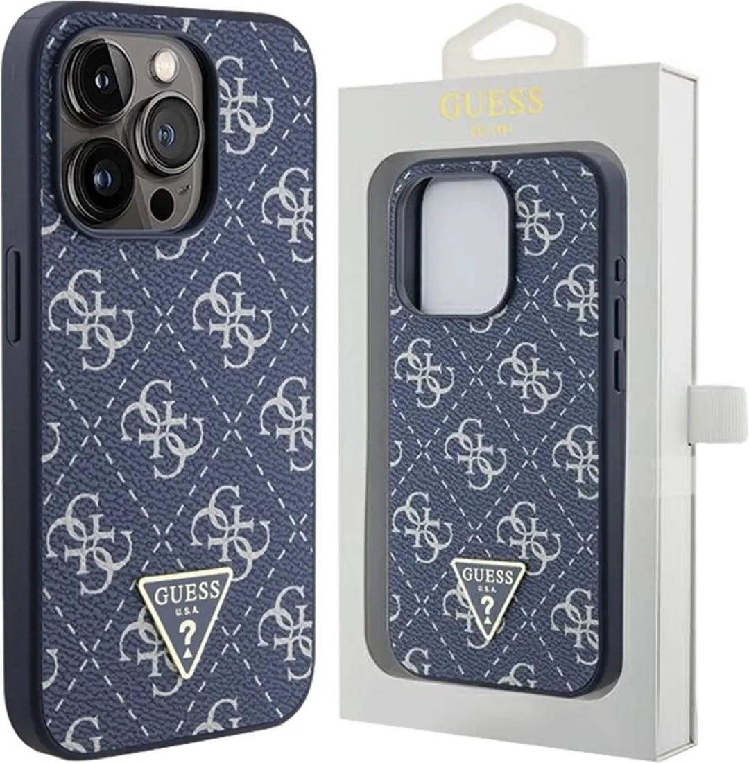 GUESS 4G Triangle Logo Back Case - iPhone 15 Pro - Blauw - afbeelding 6 van 6