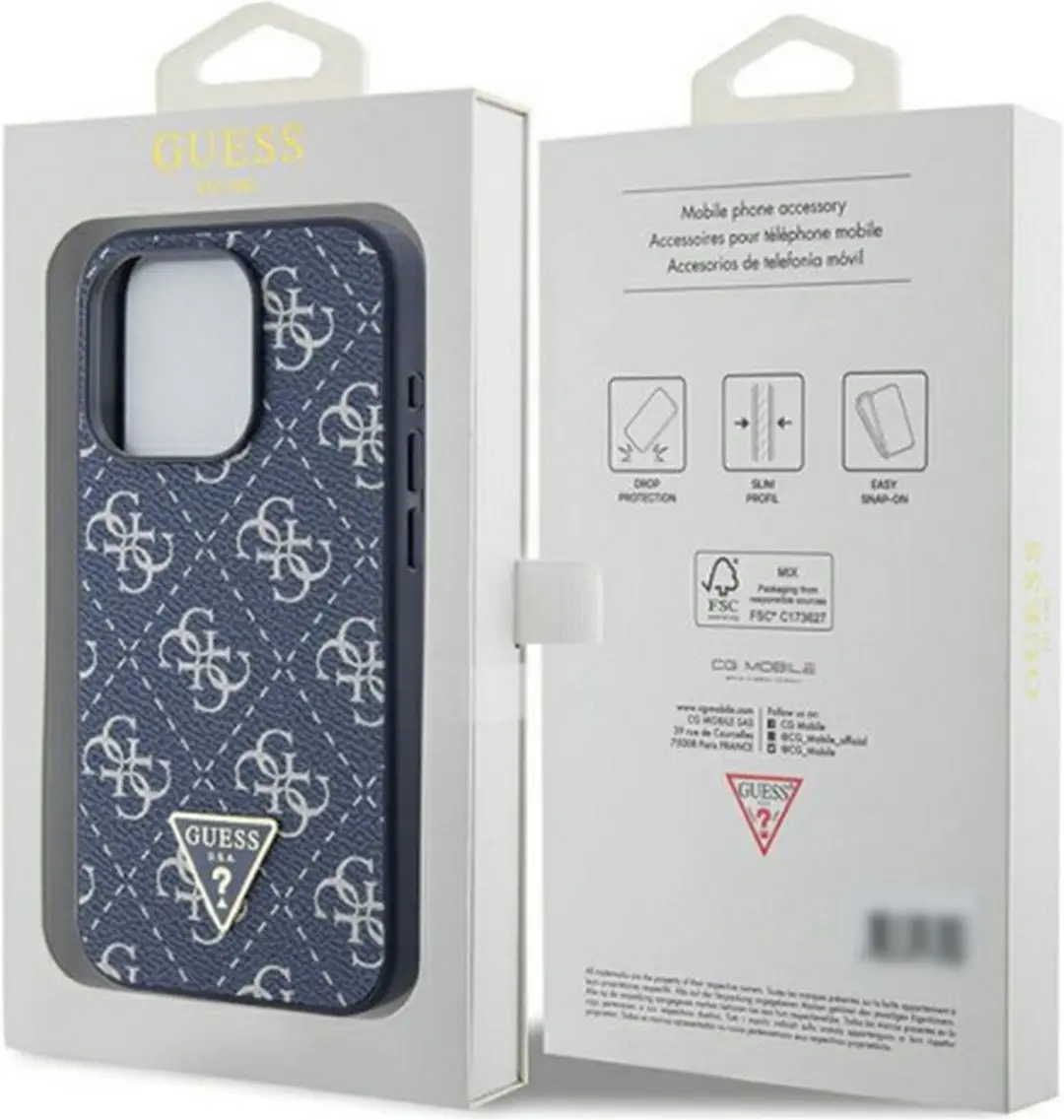 GUESS 4G Triangle Logo Back Case - iPhone 15 Pro - Blauw