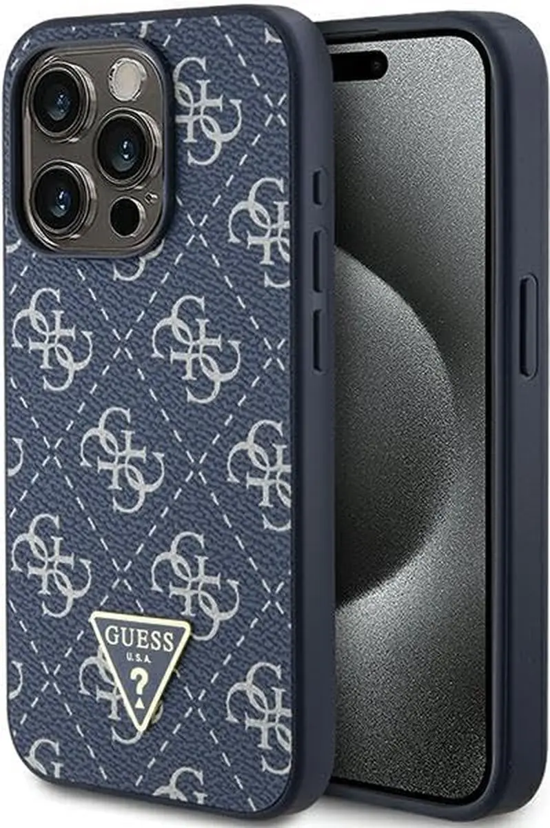 GUESS 4G Triangle Logo Back Case - iPhone 15 Pro - Blauw