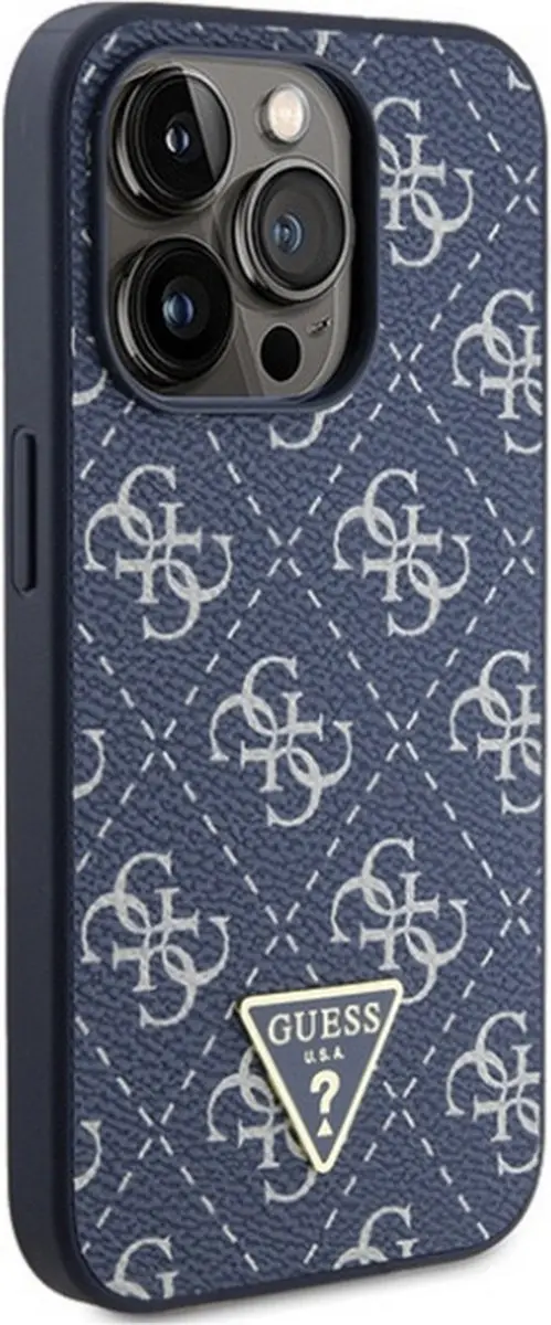 GUESS 4G Triangle Logo Back Case - iPhone 15 Pro - Blauw