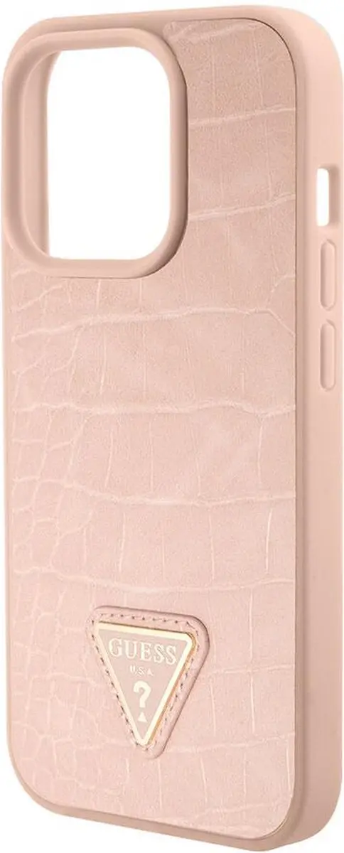 GUESS Crocodile Triangle Back Case - iPhone 15 - Roze