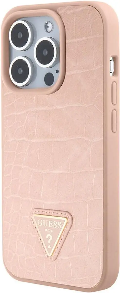 GUESS Crocodile Triangle Back Case - iPhone 15 - Roze