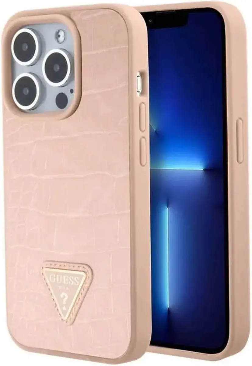 GUESS Crocodile Triangle Back Case - iPhone 15 - Roze
