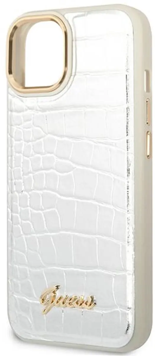 GUESS Crocodile Back Case iPhone 14 Plus - Zilver - afbeelding 6 van 6