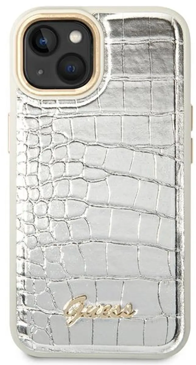 GUESS Crocodile Back Case iPhone 14 Plus - Zilver