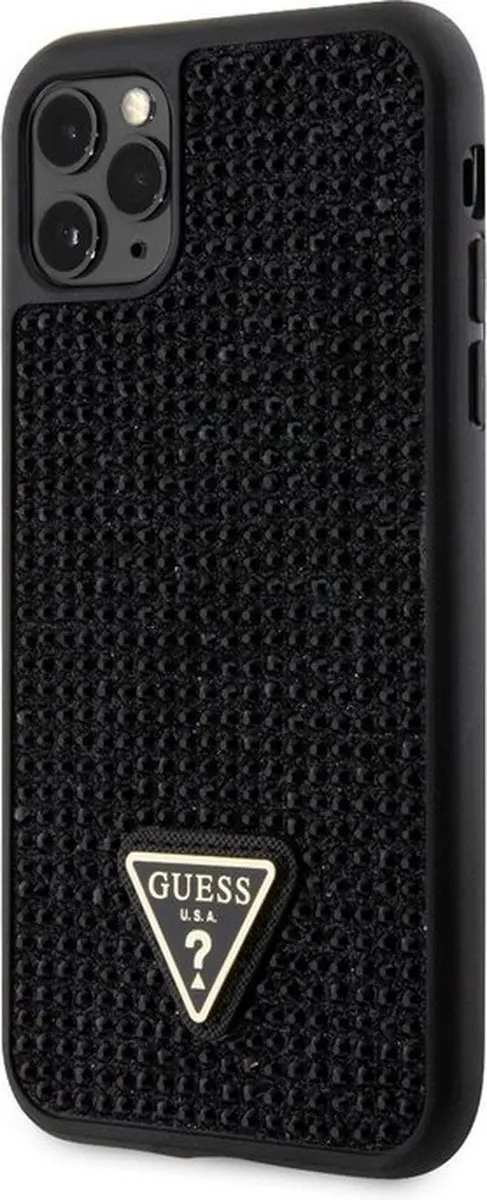 GUESS Rhinestones Triangle Logo Hoesje - iPhone 11 Pro Max Zwart