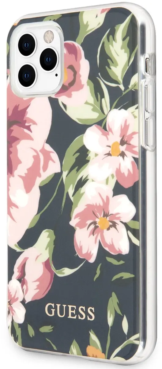 GUESS Shiny Flower Hard Case iPhone 11 Pro Max - Blauw