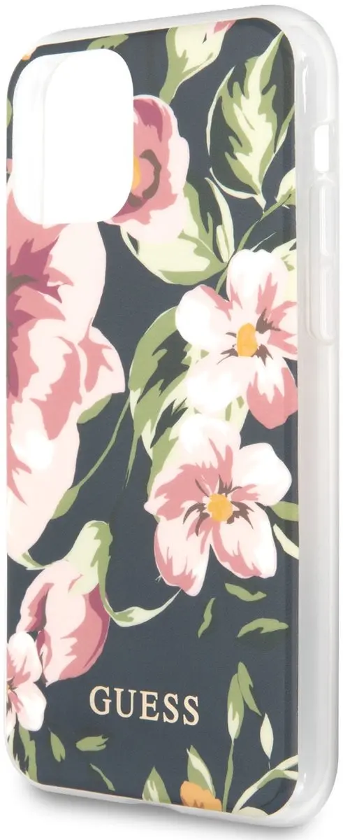 GUESS Shiny Flower Hard Case iPhone 11 Pro Max - Blauw