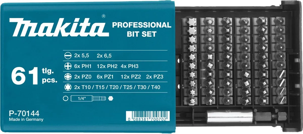 Makita P-70144 Bitset 61-delig - Kunststof/Metalen