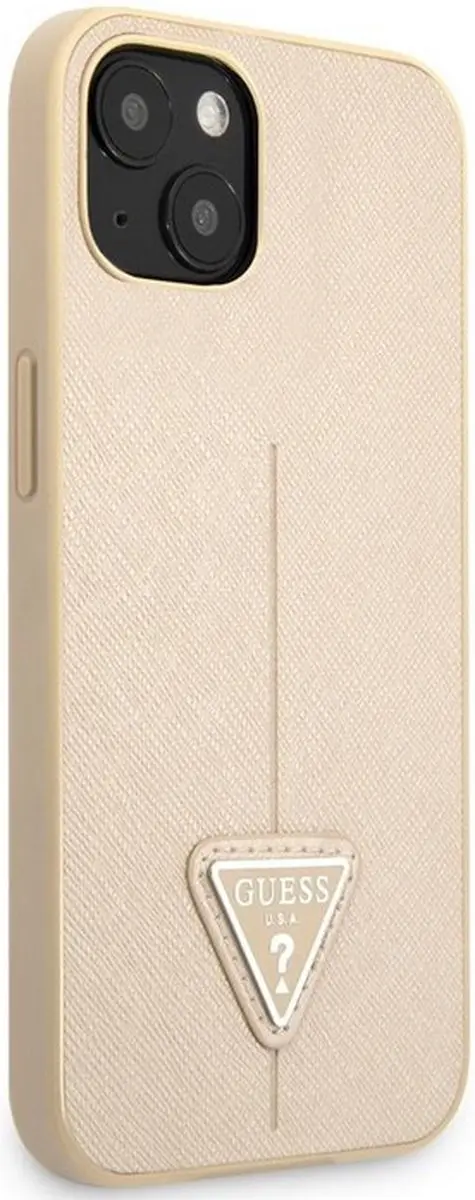 GUESS Saffiano Triangle Back Case - iPhone 13 Beige